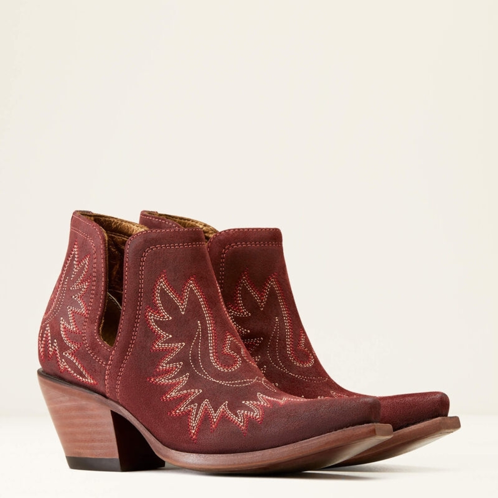 Ariat Dixon Merlot Suede Embroidered Ankle Boots NIB - Picture 3 of 11